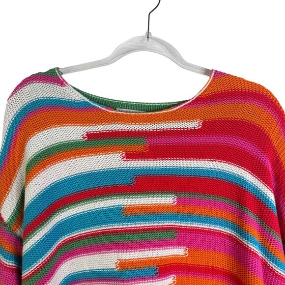 Zaket & Plover 100% Cotton Multicolor Striped Knit Sweater Colorful Small - Picture 3 of 14